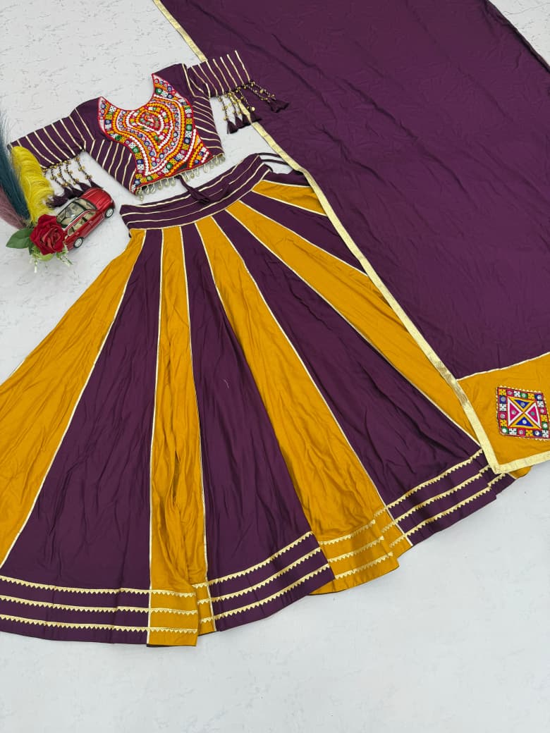 SM Traditional Gamthi & Gota Patti Pure Cotton 3-Piece Lehenga Set
