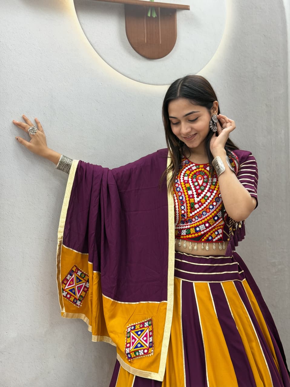 SM Traditional Gamthi & Gota Patti Pure Cotton 3-Piece Lehenga Set