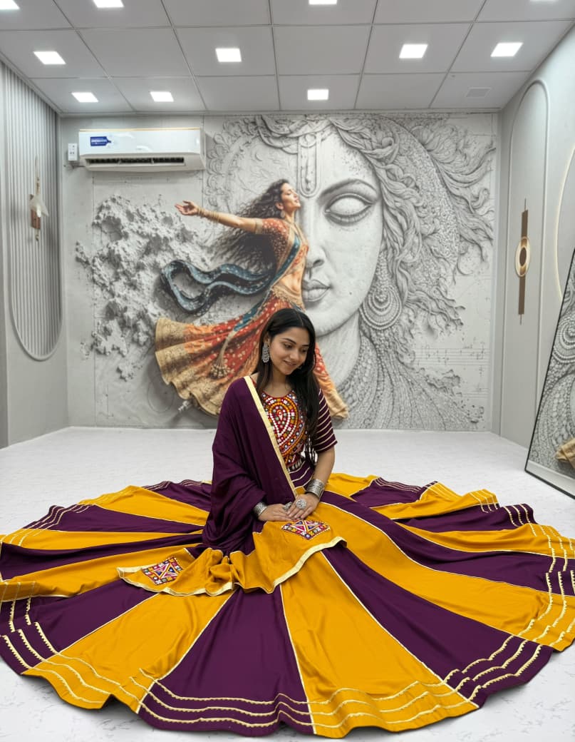 SM Traditional Gamthi & Gota Patti Pure Cotton 3-Piece Lehenga Set