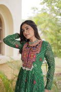 SM Grand Flair Bandhani Print Faux Georgette Gown with Kutchi Patchwork