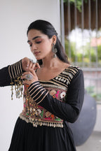 SM Rayon Kutchi Gamthi & Mirror Work Festive Gown