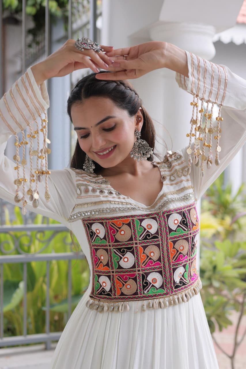 SM Rayon Kutchi Gamthi & Mirror Work Festive Gown