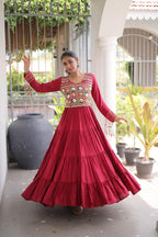 SM Rayon Kutchi Gamthi & Mirror Work Festive Gown