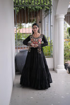 SM Rayon Kutchi Gamthi & Mirror Work Festive Gown