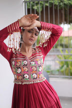 SM Rayon Kutchi Gamthi & Mirror Work Festive Gown