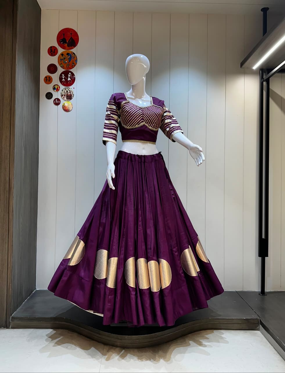 SM NAVRATRI SPECIAL ROMAN COTTON SILK LEHENGA SET