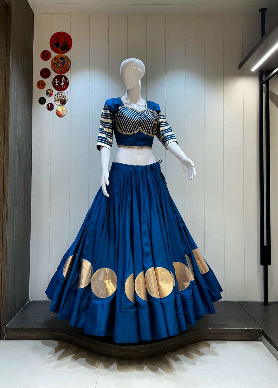 SM NAVRATRI SPECIAL ROMAN COTTON SILK LEHENGA SET