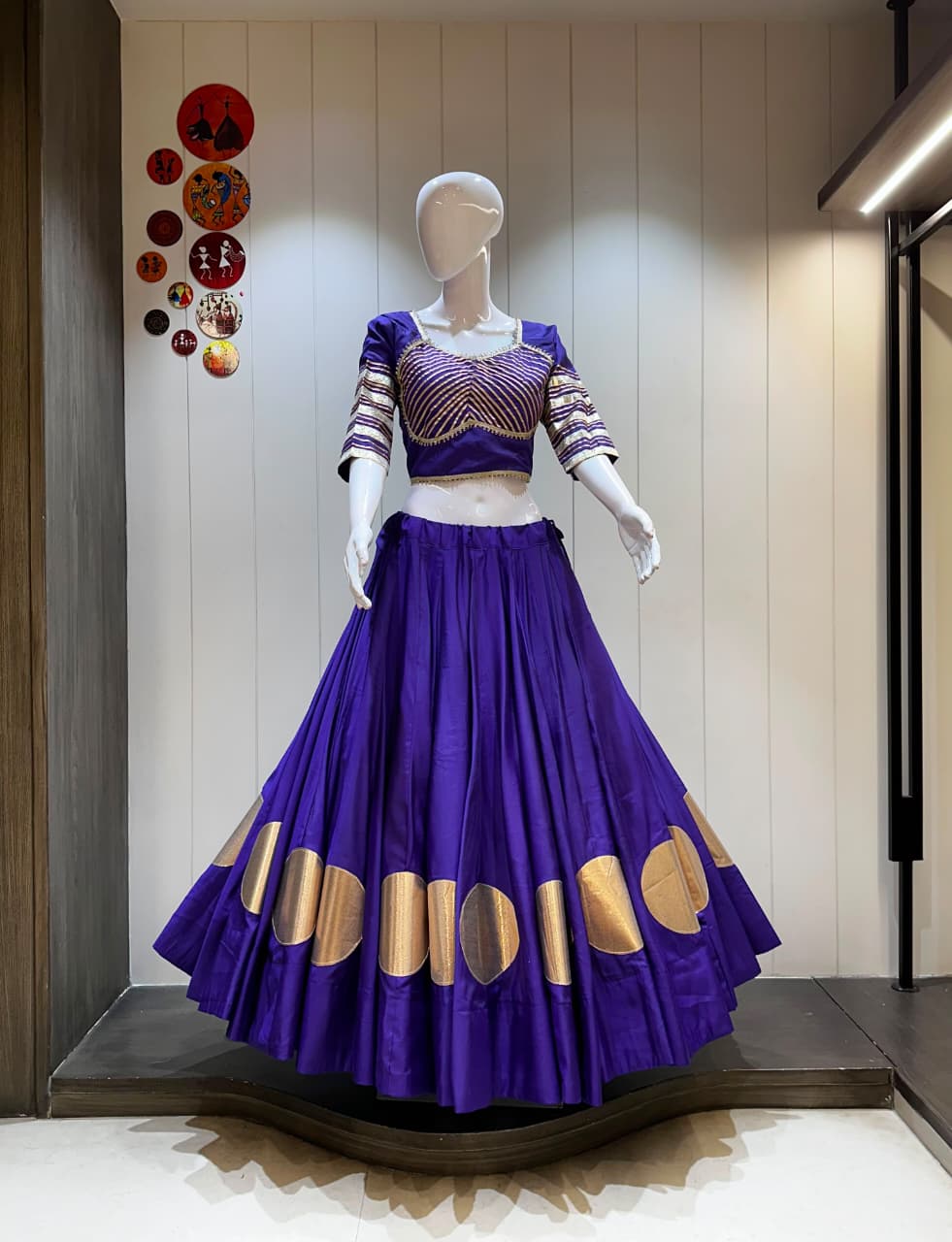 SM NAVRATRI SPECIAL ROMAN COTTON SILK LEHENGA SET