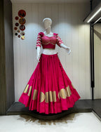 SM NAVRATRI SPECIAL ROMAN COTTON SILK LEHENGA SET