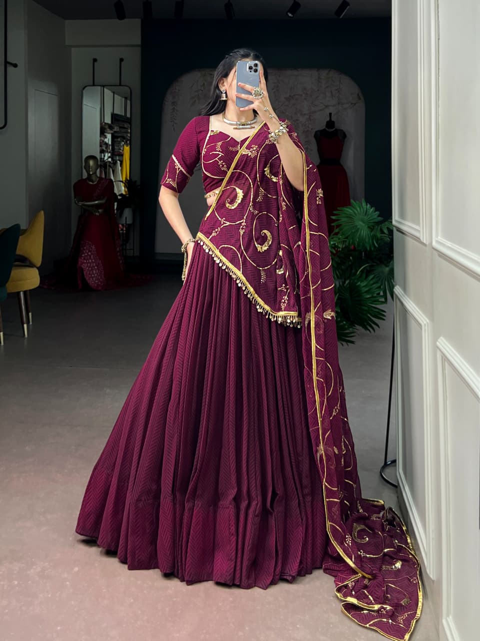 SM SEQUINS & THREAD EMBROIDERY LEHENGA SET