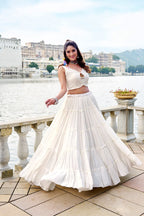 SM Traditional Gamthi & Mirror Work 3-Piece Jacket Lehenga Set