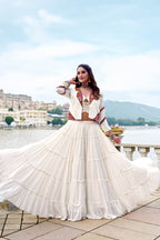 SM Traditional Gamthi & Mirror Work 3-Piece Jacket Lehenga Set
