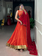 SM Grand Flair Rayon Lehenga Choli Set with Embossed Lace & Satin Chiffon Dupatta