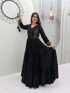 SM Festive Pure Cotton Twirl Flared Gown with Soft Micro Cotton Inner