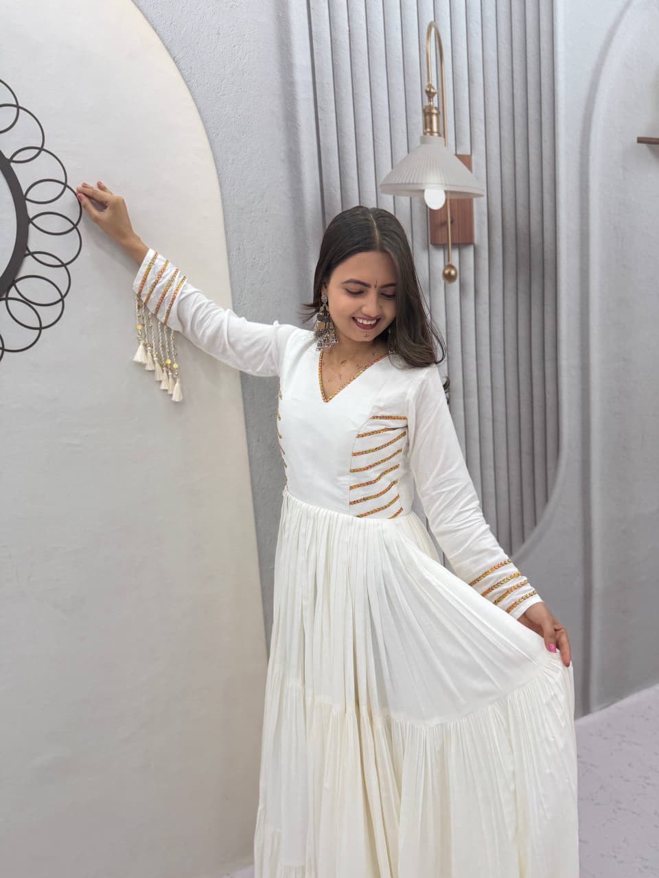 SM Festive Pure Cotton Twirl Flared Gown with Soft Micro Cotton Inner