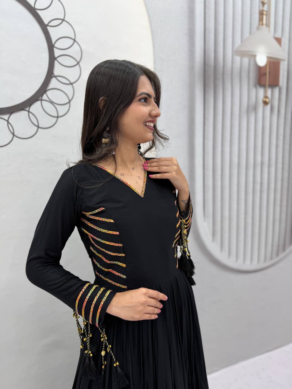 SM Festive Pure Cotton Twirl Flared Gown with Soft Micro Cotton Inner