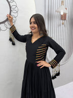 SM Festive Pure Cotton Twirl Flared Gown with Soft Micro Cotton Inner