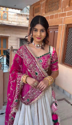 SM Traditional Heavy Thread & Sequins Embroidered 3-Piece Silk Lehenga Set