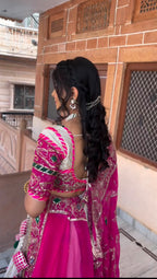SM Traditional Heavy Thread & Sequins Embroidered 3-Piece Silk Lehenga Set