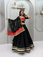 SM Rayon Cotton Chaniya Choli with Jacket & Embroidered Dupatta