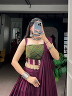SM Grand Flair Pure Rayon Bandhej Print Navratri Lehenga Set with Kodi Lace