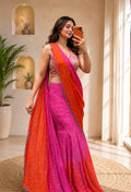 SM Premium Designer Crape Silk Lehenga Saree with Digital Print & Attached Pallu