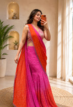 SM Premium Designer Crape Silk Lehenga Saree with Digital Print & Attached Pallu