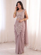 SM Super Trending Heavy Rangoli Ready To Wear Saree With Embroidery Sequin Work