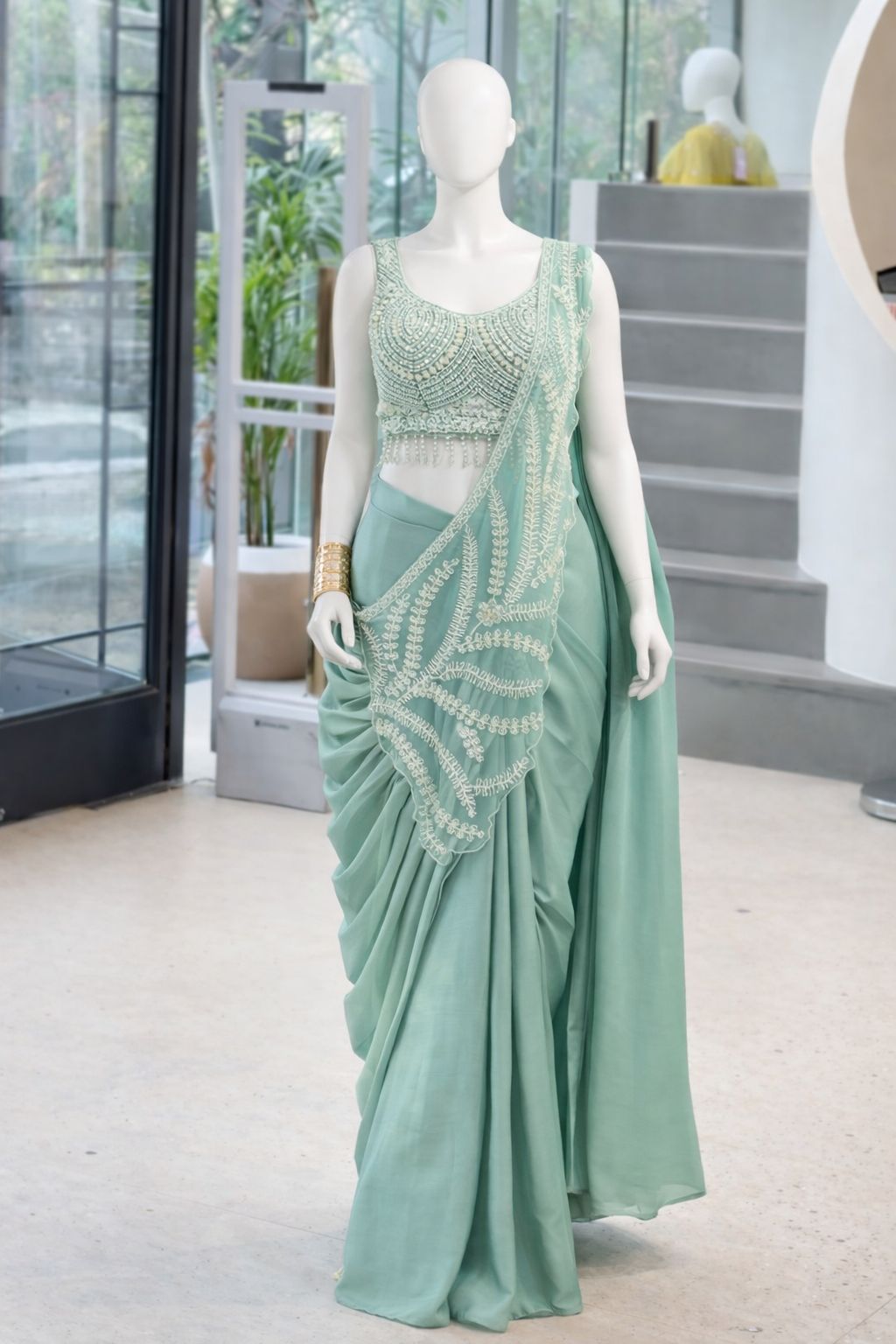 SM Super Trending Heavy Rangoli Ready To Wear Saree With Embroidery Sequin Work