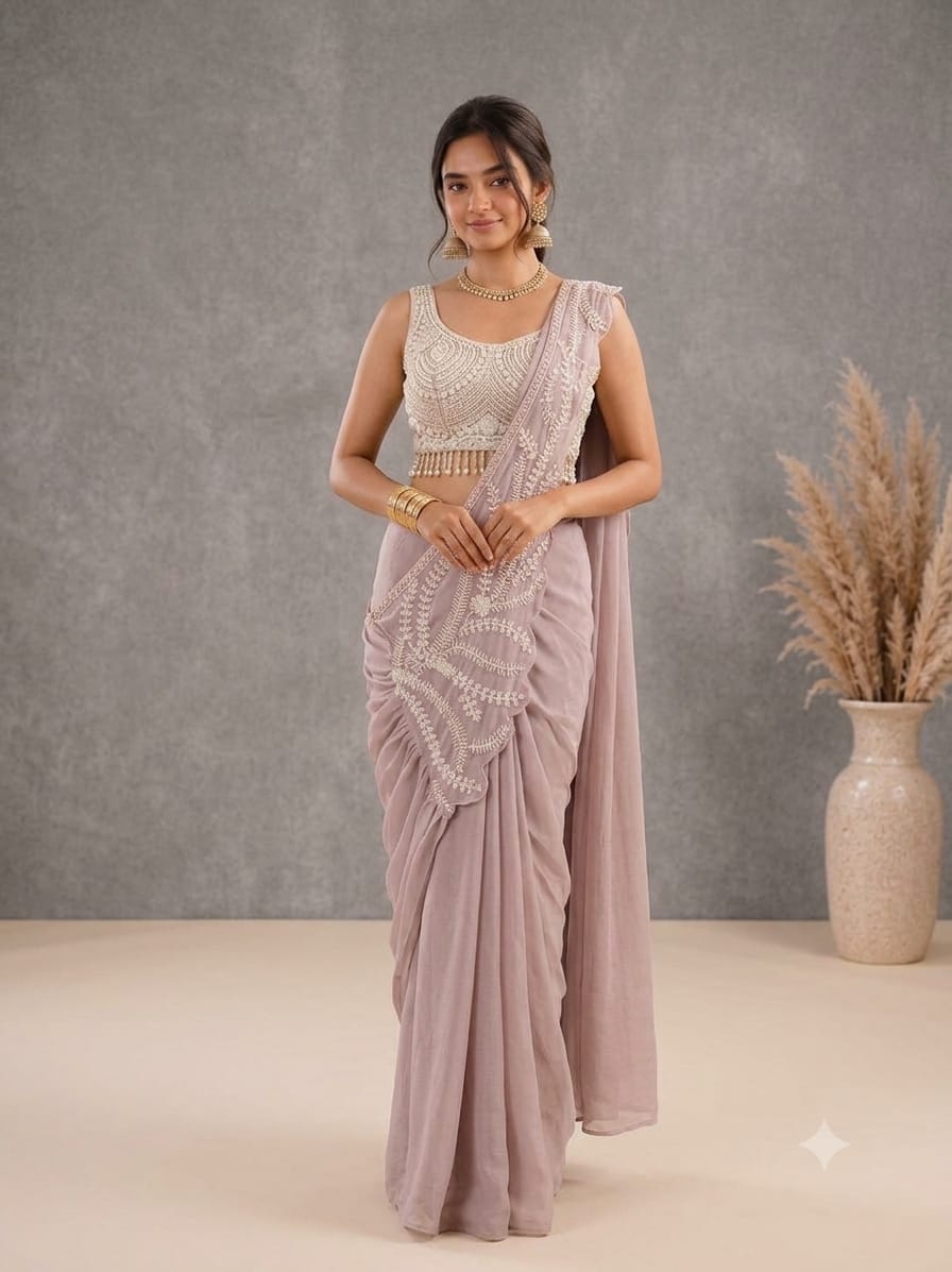 SM Super Trending Heavy Rangoli Ready To Wear Saree With Embroidery Sequin Work