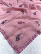 SM Melbourne Simmer Silk Saree With Kashmiri Thread Embroidery & Swarovski Diamond Work