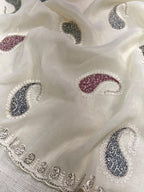 SM Melbourne Simmer Silk Saree With Kashmiri Thread Embroidery & Swarovski Diamond Work