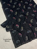 SM Melbourne Simmer Silk Saree With Kashmiri Thread Embroidery & Swarovski Diamond Work