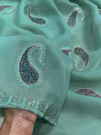 SM Melbourne Simmer Silk Saree With Kashmiri Thread Embroidery & Swarovski Diamond Work