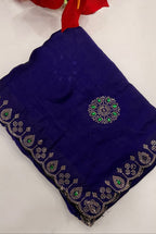 SM Heavy Pure Chiffon Fendi Silk Saree With Handwork Jarkan Stone Detailing