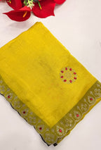 SM Heavy Pure Chiffon Fendi Silk Saree With Handwork Jarkan Stone Detailing