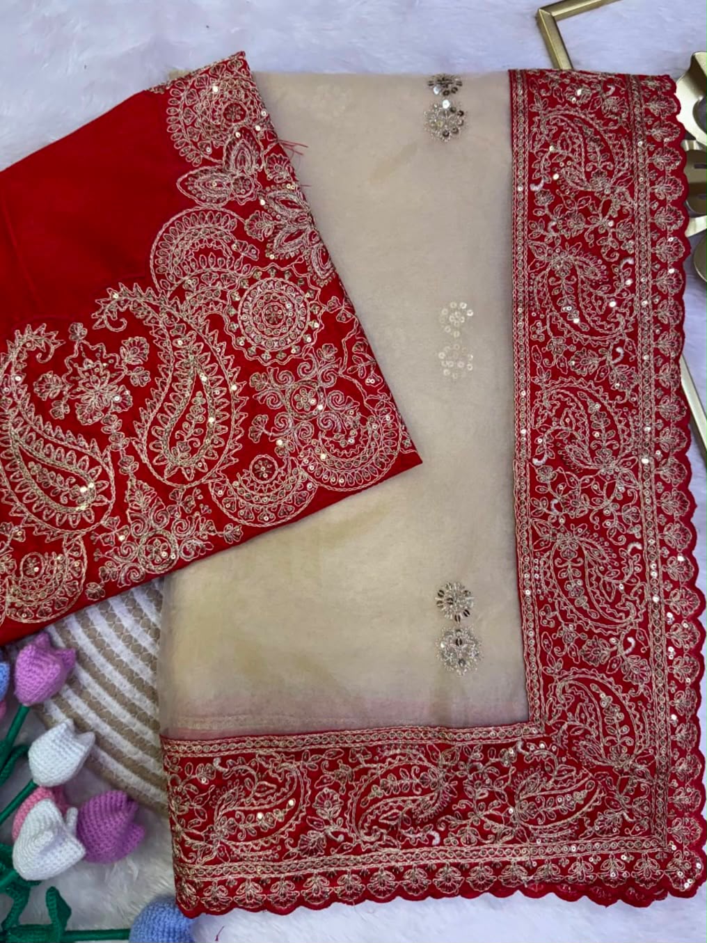 SM Designer Coding Embroidery and Sequence Work Soft Silk Saree