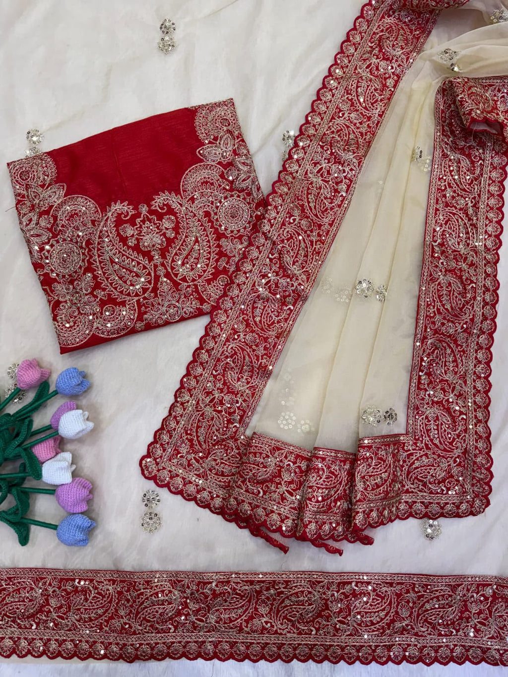 SM Designer Coding Embroidery and Sequence Work Soft Silk Saree