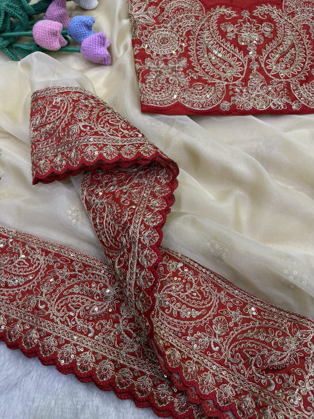 SM Designer Coding Embroidery and Sequence Work Soft Silk Saree