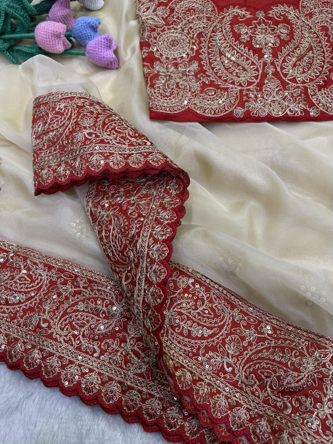 SM Designer Coding Embroidery and Sequence Work Soft Silk Saree