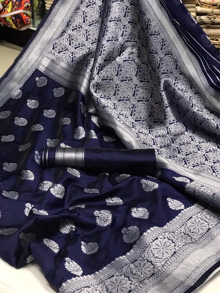 SM Traditional Soft Lichi Silk Saree with All-Over Jacquard Weaving