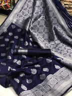 SM Traditional Soft Lichi Silk Saree with All-Over Jacquard Weaving