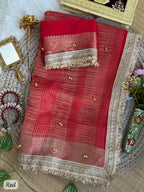 SM Designer Fendy Chiffon Party Wear Saree with Ghungroo Lace Work Blouse
