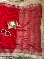 SM Designer Fendy Chiffon Party Wear Saree with Ghungroo Lace Work Blouse