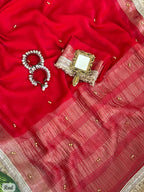 SM Designer Fendy Chiffon Party Wear Saree with Ghungroo Lace Work Blouse
