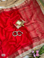 SM Designer Fendy Chiffon Party Wear Saree with Ghungroo Lace Work Blouse