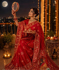 SM Karwa Chauth Special Dola Viscose Meena Weaving Saree with Hand Mirror Work