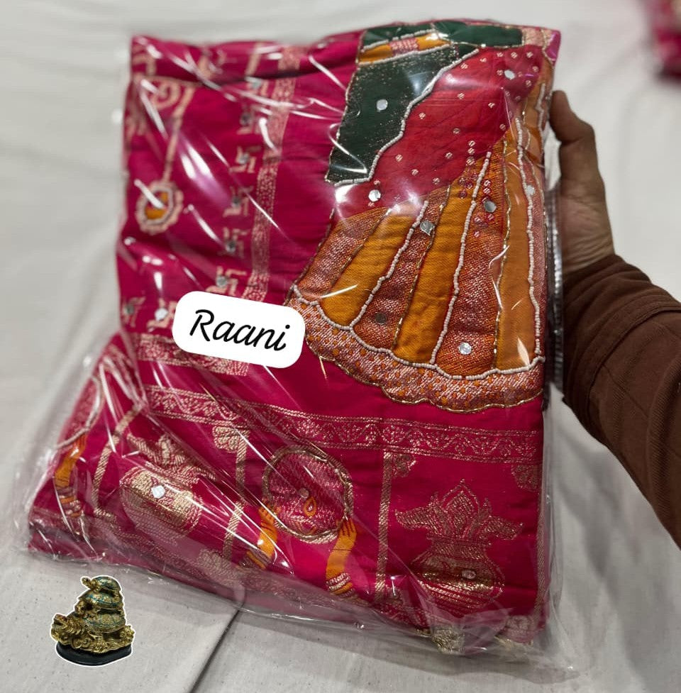 SM Karwa Chauth Special Dola Viscose Meena Weaving Saree with Hand Mirror Work