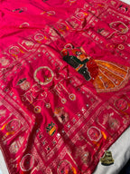 SM Karwa Chauth Special Dola Viscose Meena Weaving Saree with Hand Mirror Work