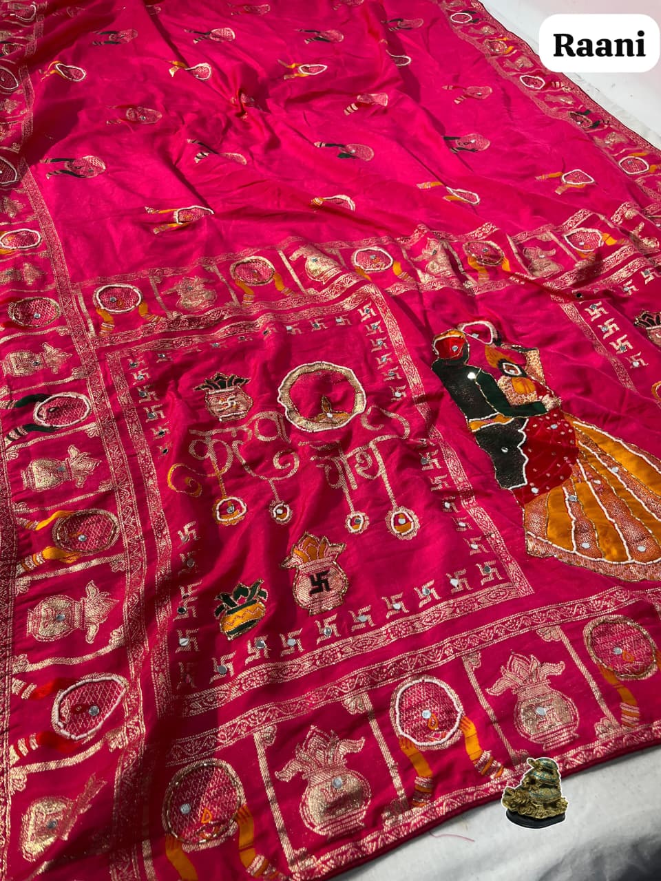 SM Karwa Chauth Special Dola Viscose Meena Weaving Saree with Hand Mirror Work